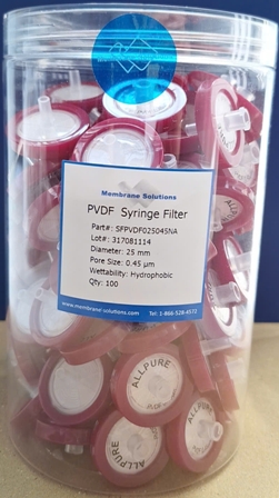 Đầu Lọc Syringe PVDF SuperPure 0.45μm, 25mm (SFPVDF025045NA)
